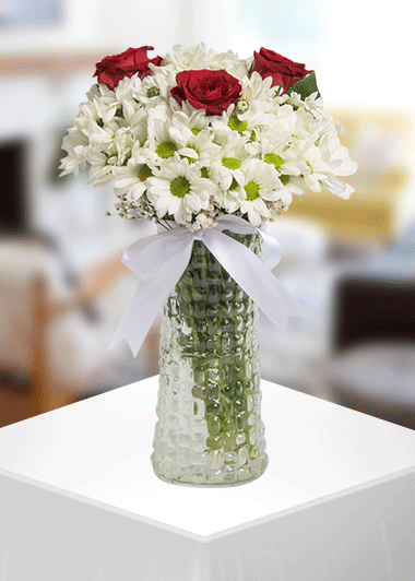 ARDIÇLI MAHALLESİ Çiçekçi - vazo+3-gul+papatya